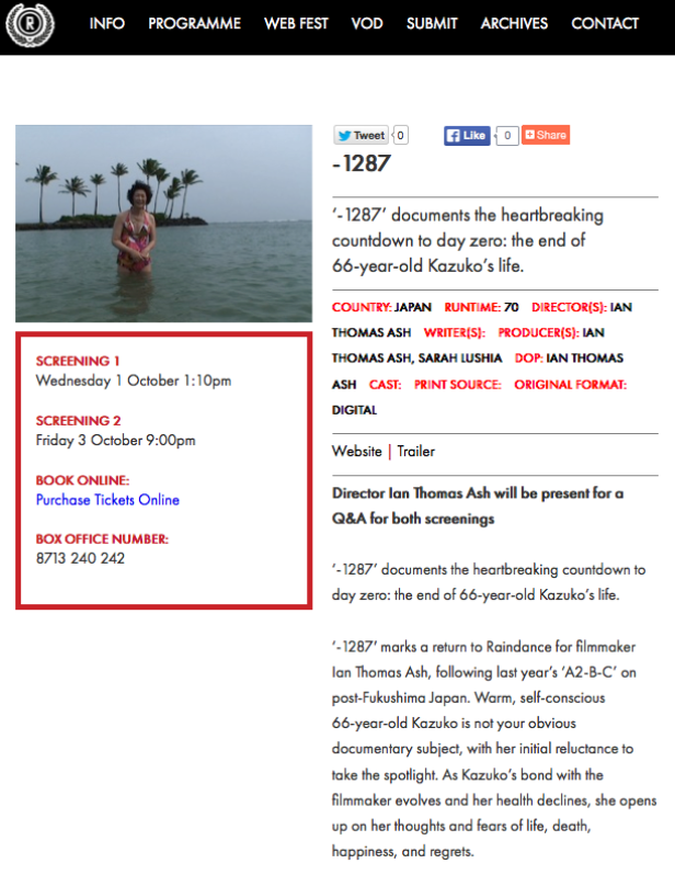'-1287' to hold World Premier in UK's Raindance